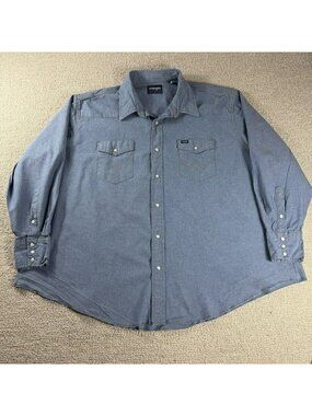 Vintage Wrangler Pearl Snap Denim Long Sleeve Western Shirt Blue Men’s Size 4XL